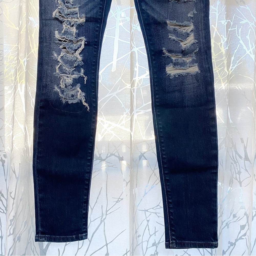 HUDSON Ciara S. Skinny Exposed Button fly ripped distressed skinny blue jeans - Picture 3 of 11